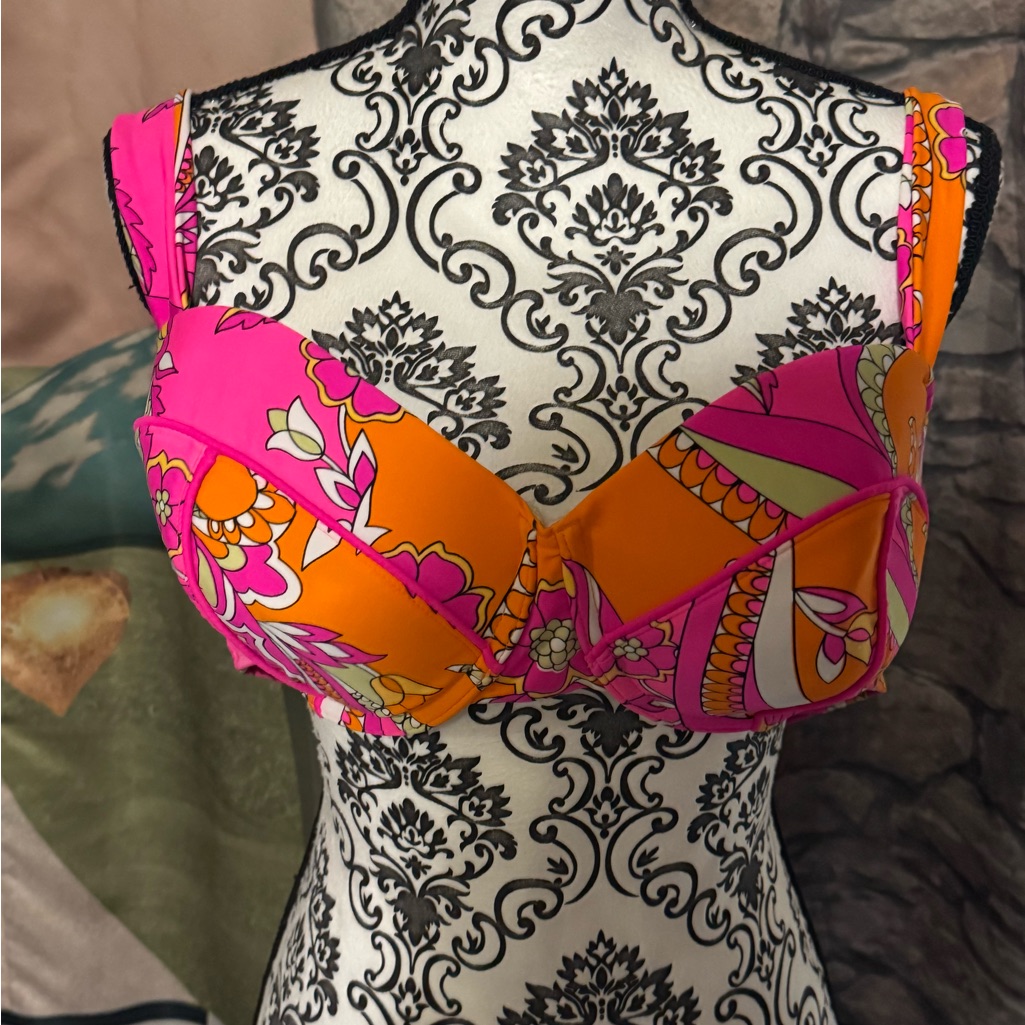 Lane Bryant Pink And Orange Floral Bikini Top